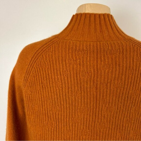 Mock High Neck Rust Orange Knit Long Sleep Pullover Fall Cozy Sweater Size Small - Picture 6 of 12